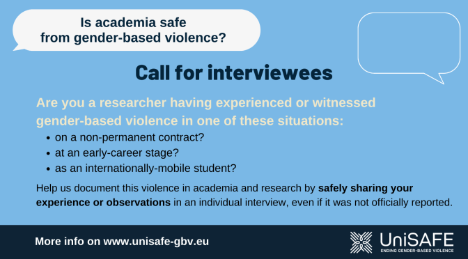 UniSAFE – A pRoject aiming to eradicate gender-based violence in academia and research